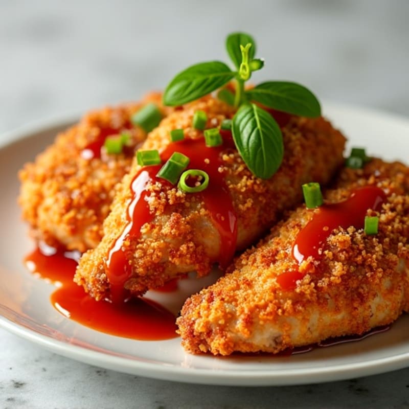 Crispy Baked Ginger-Garlic Chicken with Sweet Chili Sauce