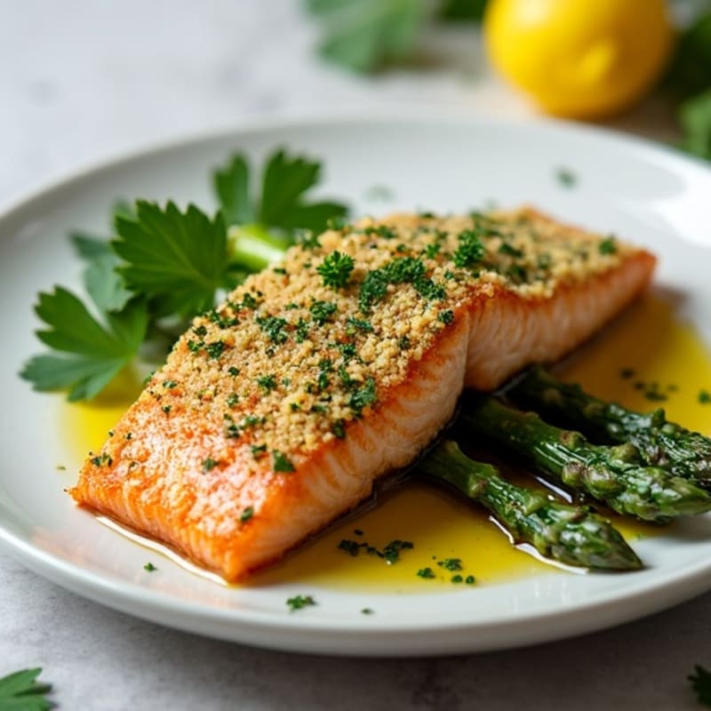 Herb-Crusted Baked Salmon with Roasted Asparagus
