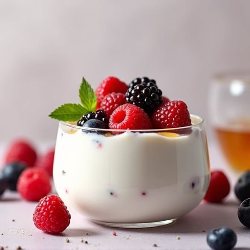 Silky Greek Yogurt Protein Pudding with Mixed Berries