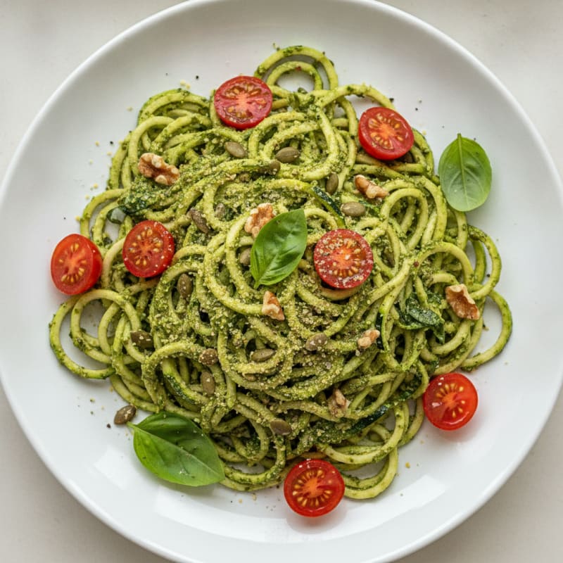 Vibrant Raw Vegan Zucchini Noodles with Pesto