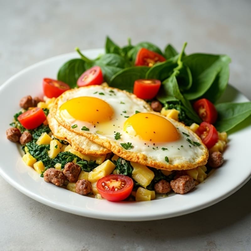 Egg White Scramble with Turkey Sausage and Spinach