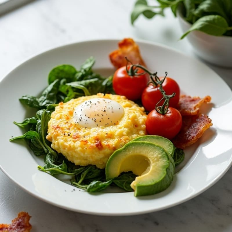 Egg White Scramble with Spinach and Turkey Bacon