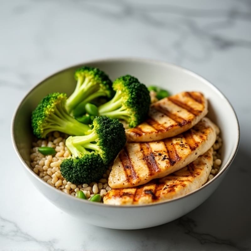Grilled Chicken and Quinoa Bowl with Roasted Broccoli