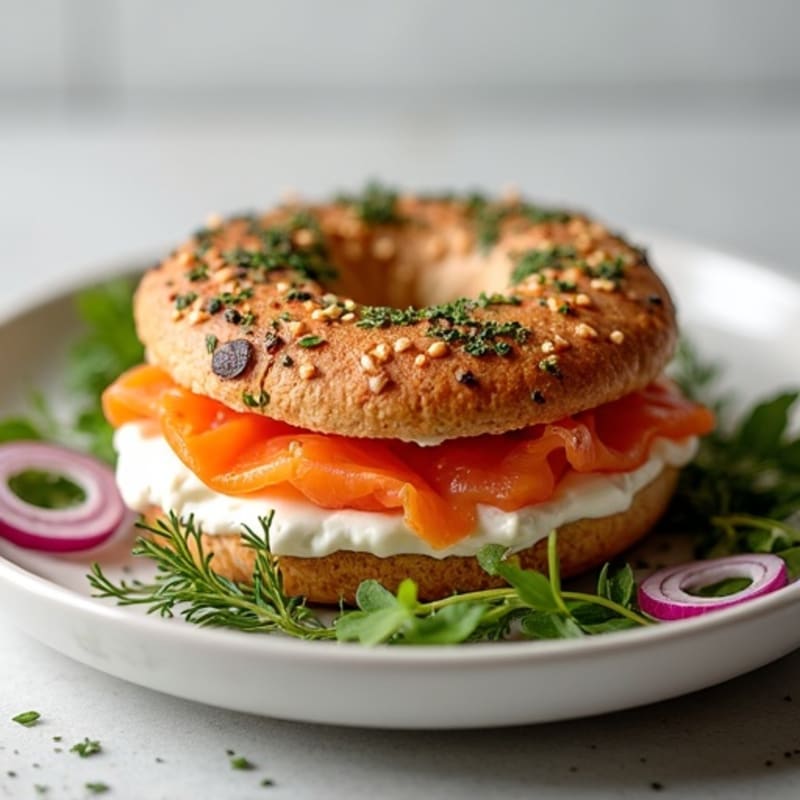 Smoked Salmon Whole Grain Bagel with Creamy Dill Spread
