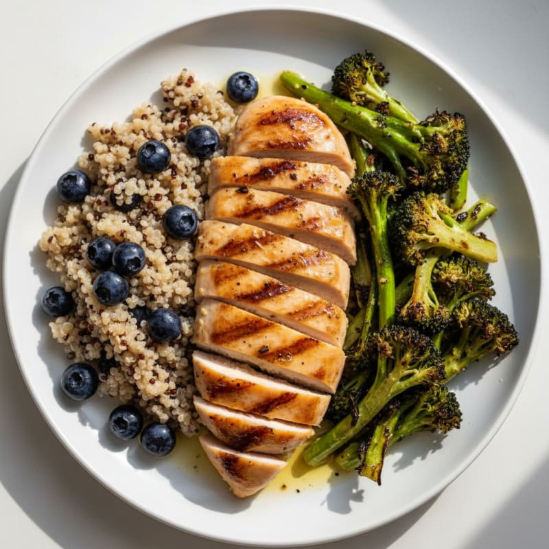 Grilled Chicken Breast with Roasted Broccoli and Quinoa