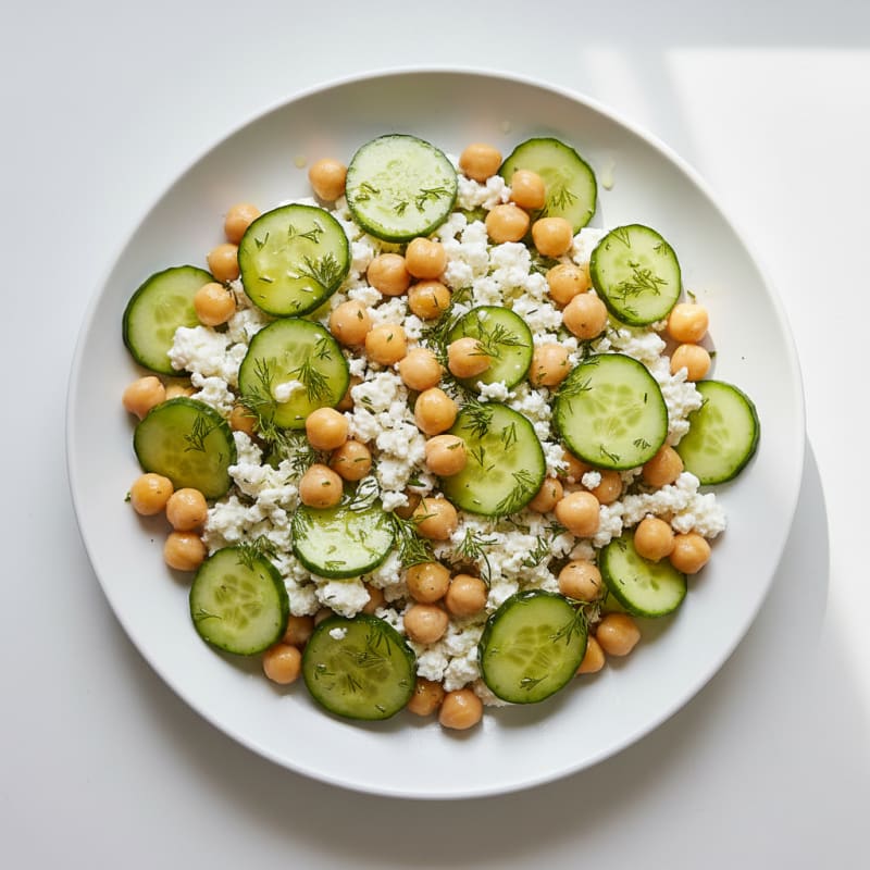 Cottage Cheese and Chickpea Salad with Crunchy Cucumbers