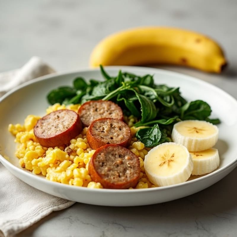 Egg White and Turkey Sausage Scramble with Spinach