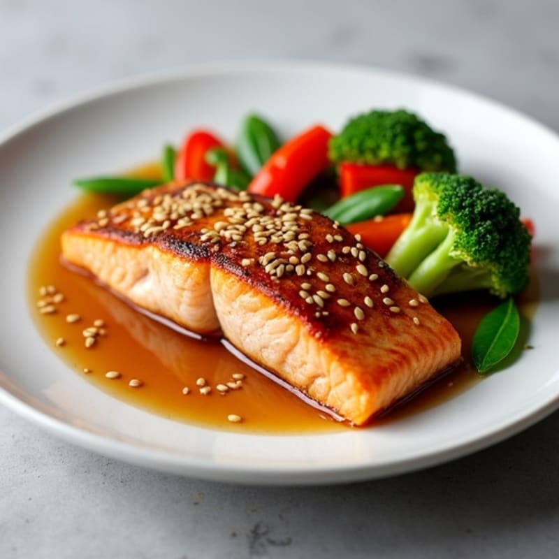 Honey-Ginger Glazed Salmon with Sesame Vegetables