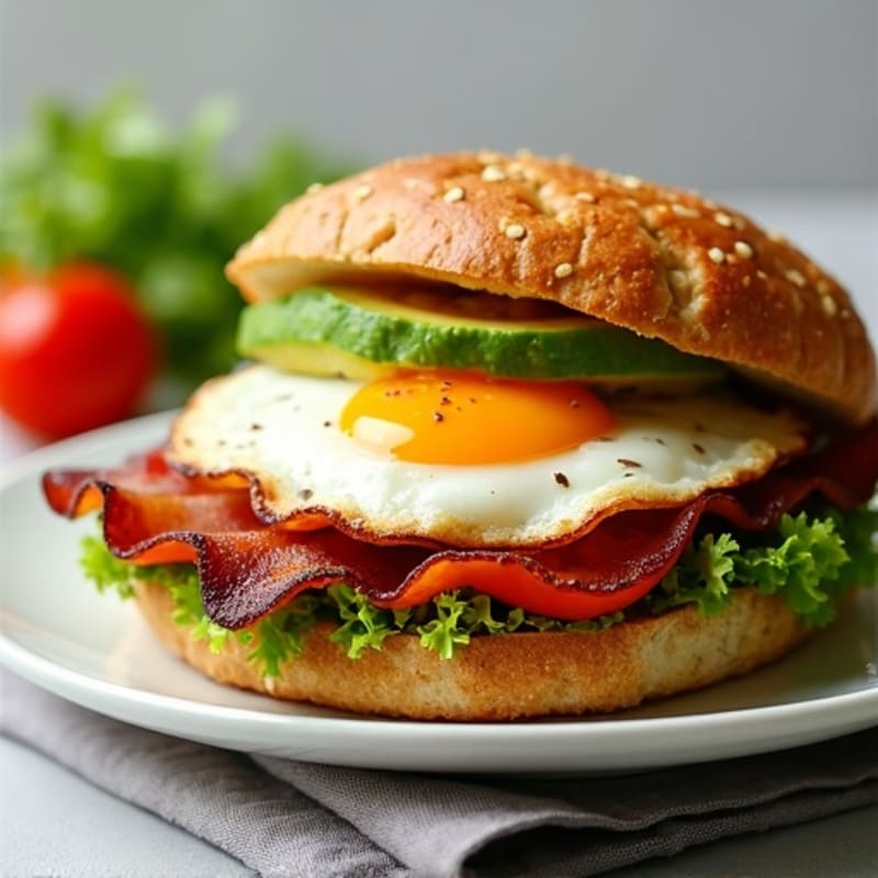 Crispy Bacon Avocado Sandwich with Fresh Greens and Ripe Tomatoes