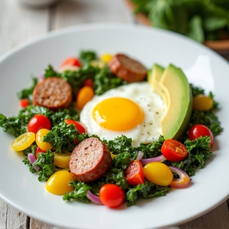 Egg White Vegetable Scramble with Turkey Sausage