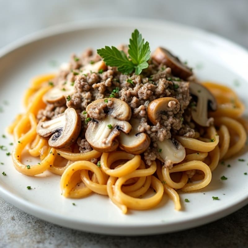 Creamy Lean Beef and Mushroom Noodles