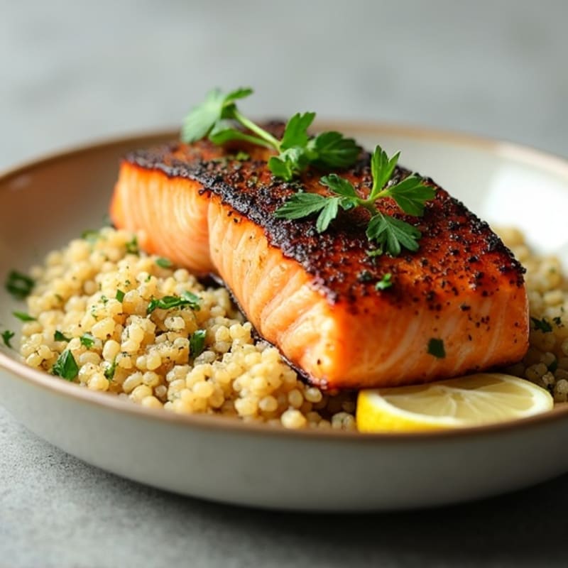 Herb-Crusted Seared Salmon with Quinoa
