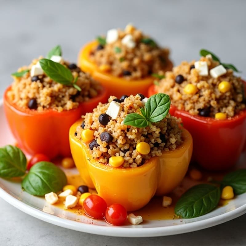 Roasted Zesty Quinoa Stuffed Bell Peppers