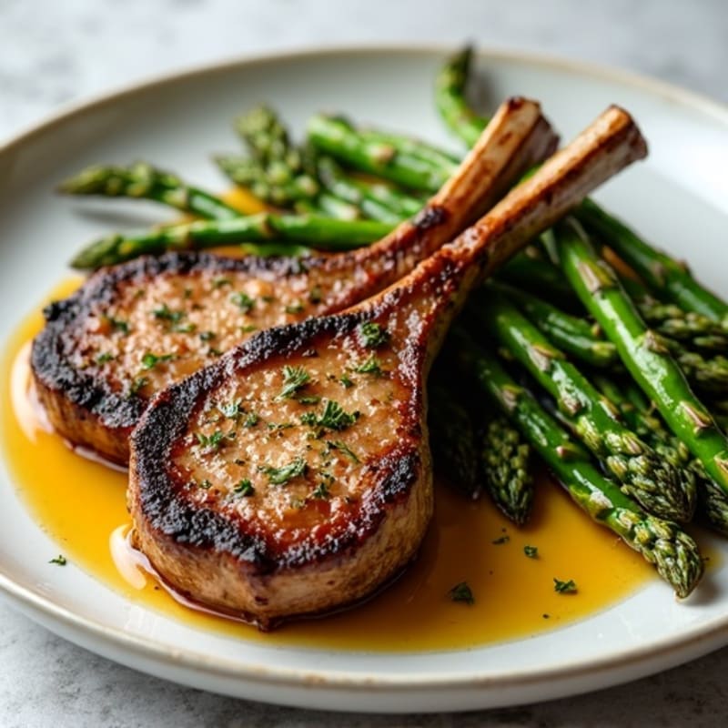 Grilled Herb Lamb Chops with Roasted Asparagus