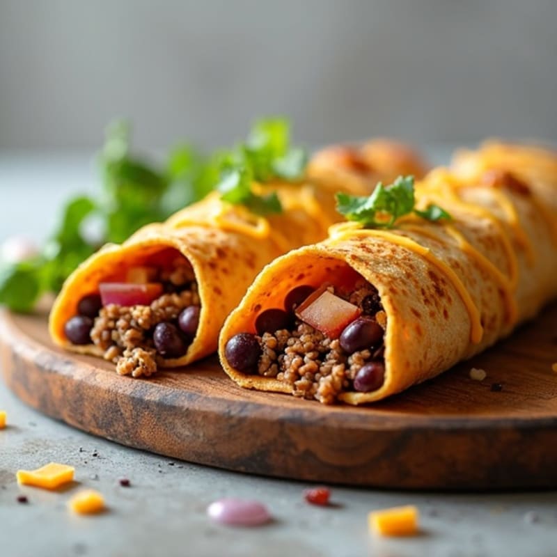 Lean Ground Beef and Black Bean Cheesy Baked Tortillas