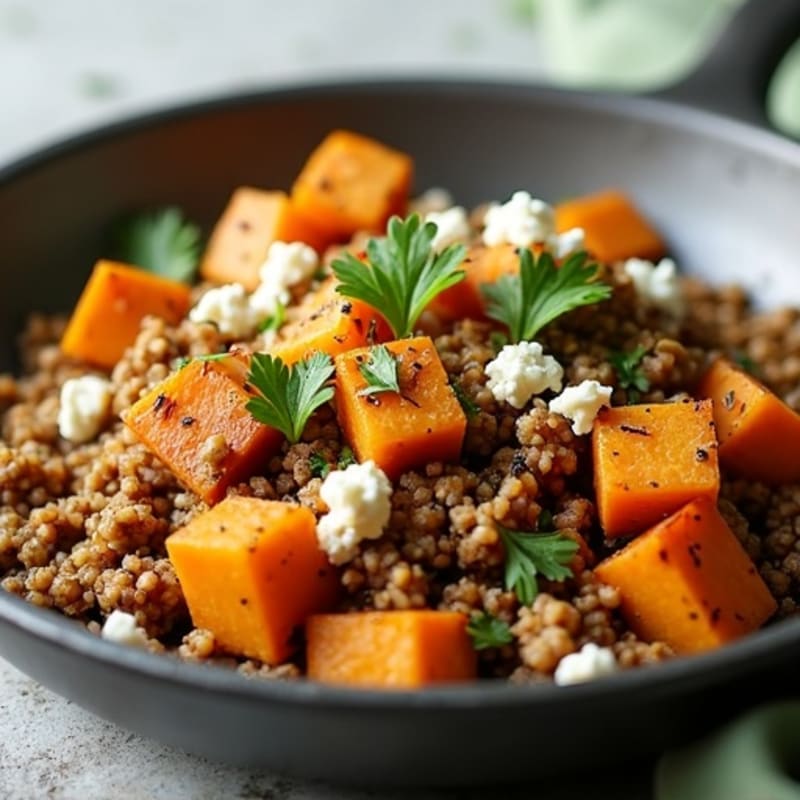Herb-Seasoned Ground Chicken Skillet with Roasted Sweet Potatoes