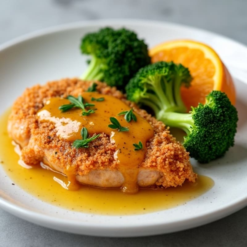 Crispy Baked Orange Chicken with Roasted Broccoli