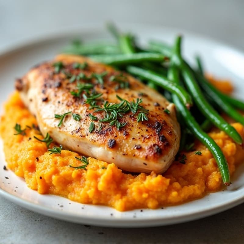 Herb-Roasted Chicken with Sweet Potato Mash