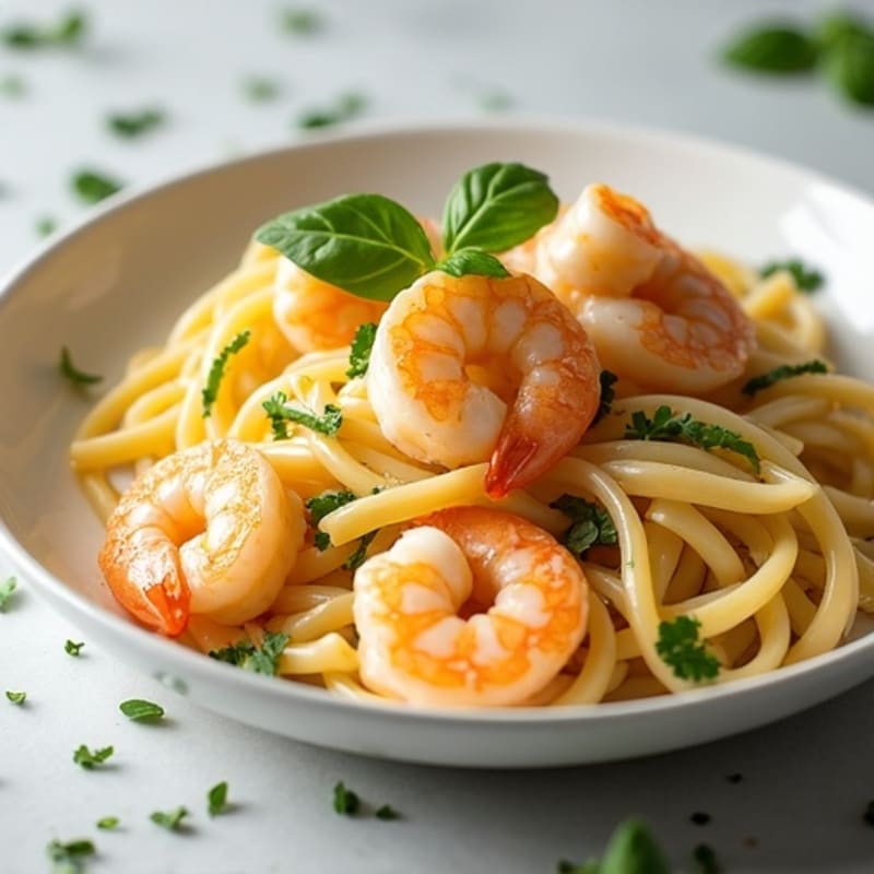 Creamy Garlic Shrimp Fettuccine with Fresh Herbs