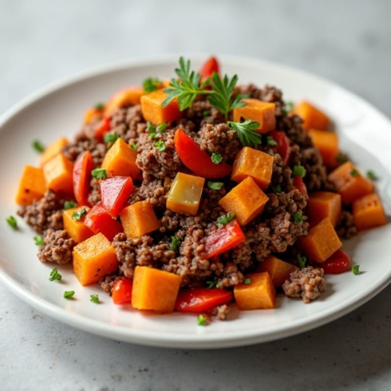 Hearty Ground Beef and Sweet Potato Hash