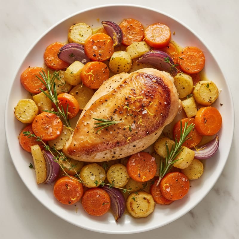Lemon Herb Roasted Chicken with Root Vegetables