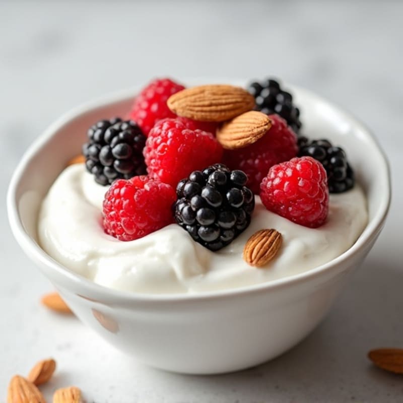 Creamy Greek Yogurt with Fresh Berries and Crunchy Almonds