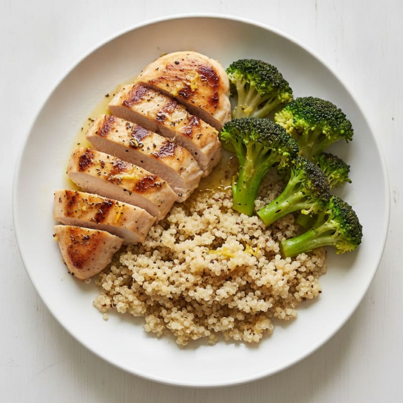 Grilled Chicken Breast with Quinoa and Steamed Broccoli