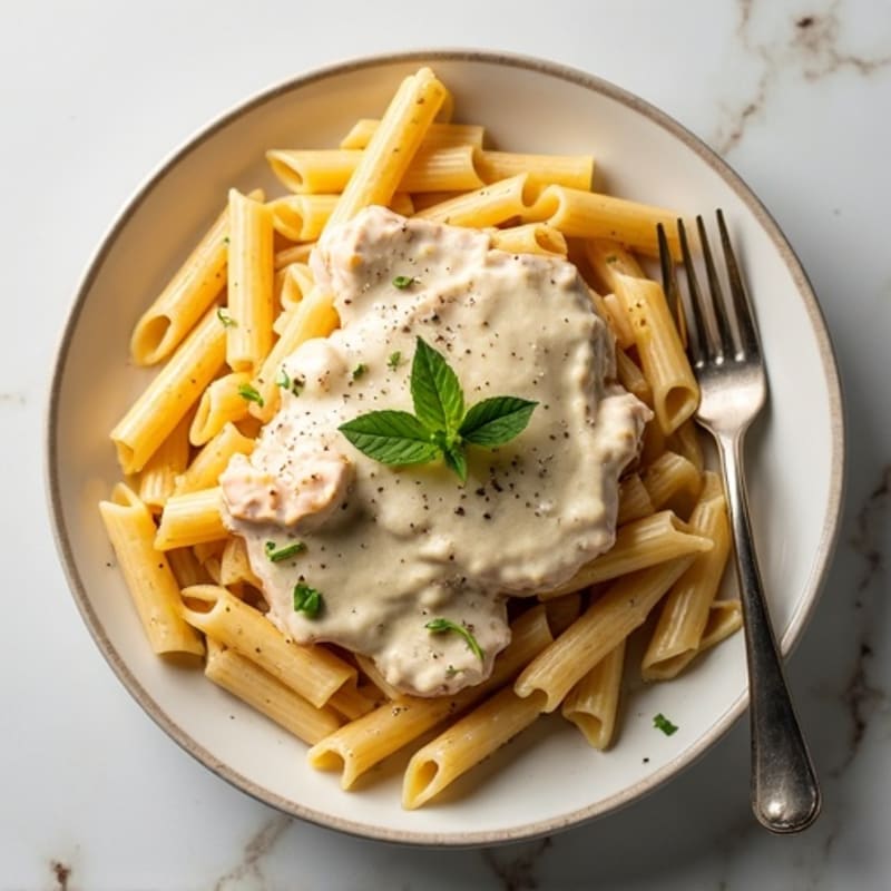 Healthy Creamy Chicken Alfredo Pasta