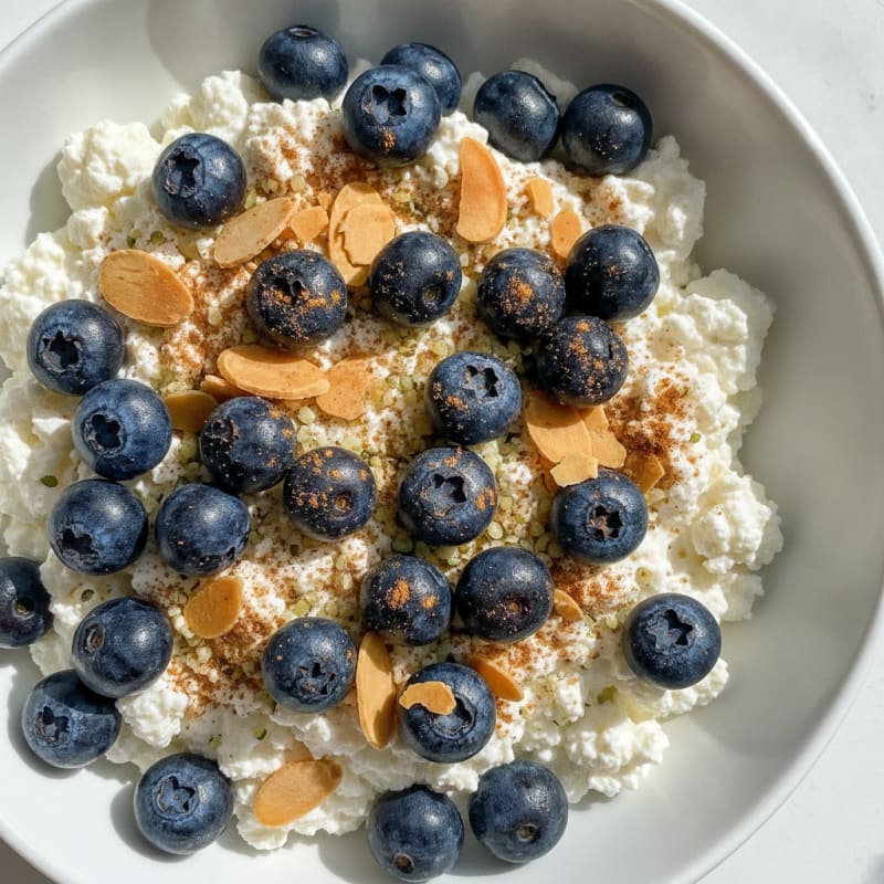 Cottage Cheese Berry Protein Bowl with Sliced Almonds