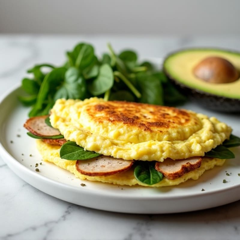 Egg White Omelette with Turkey Breast and Spinach
