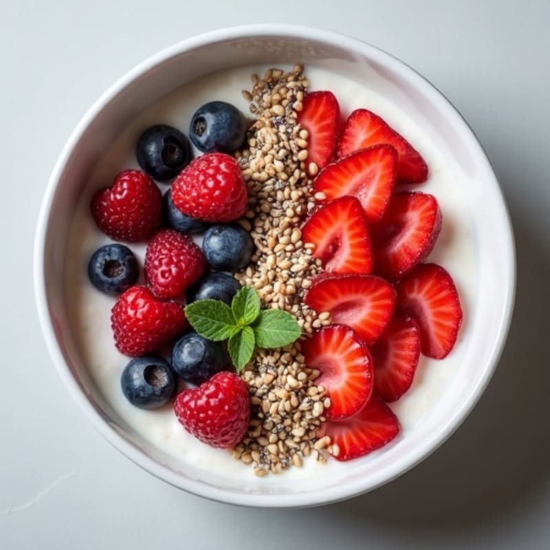 Creamy Greek Yogurt with Fresh Berries and Crunchy Seeds