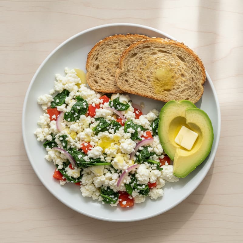 Egg White Veggie Scramble with Cottage Cheese