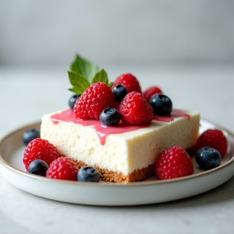 Greek Yogurt Protein Cheesecake with Fresh Berries