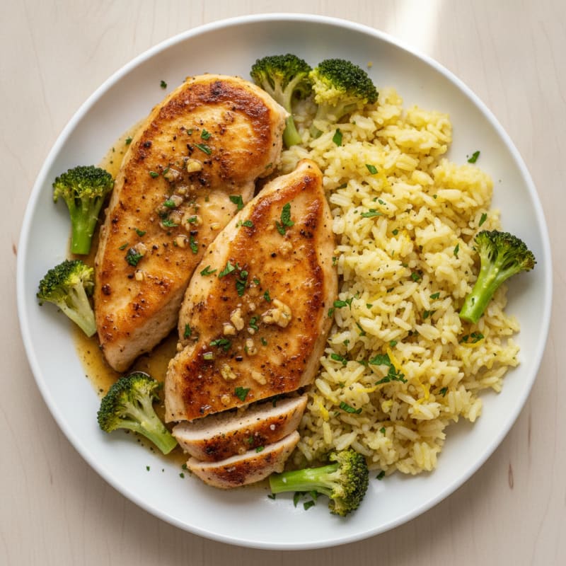 Garlic Herb Chicken with Lemon Rice