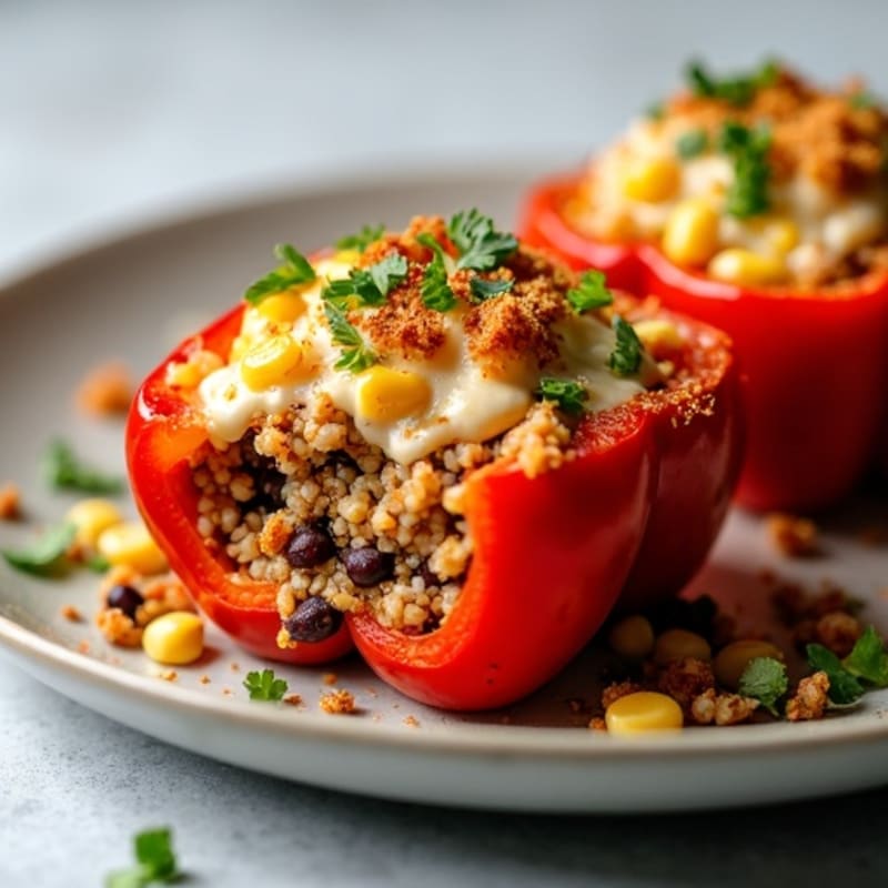 Fire-Roasted Quinoa and Black Bean Stuffed Bell Peppers
