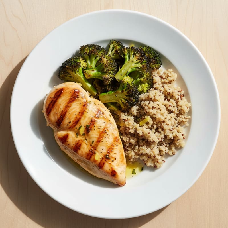 Grilled Chicken Breast with Roasted Broccoli and Quinoa