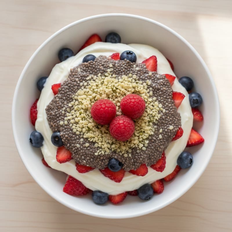 Creamy Soy Yogurt Parfait with Chia and Berries