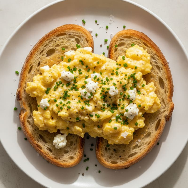 Scrambled Eggs with Cottage Cheese and Chives