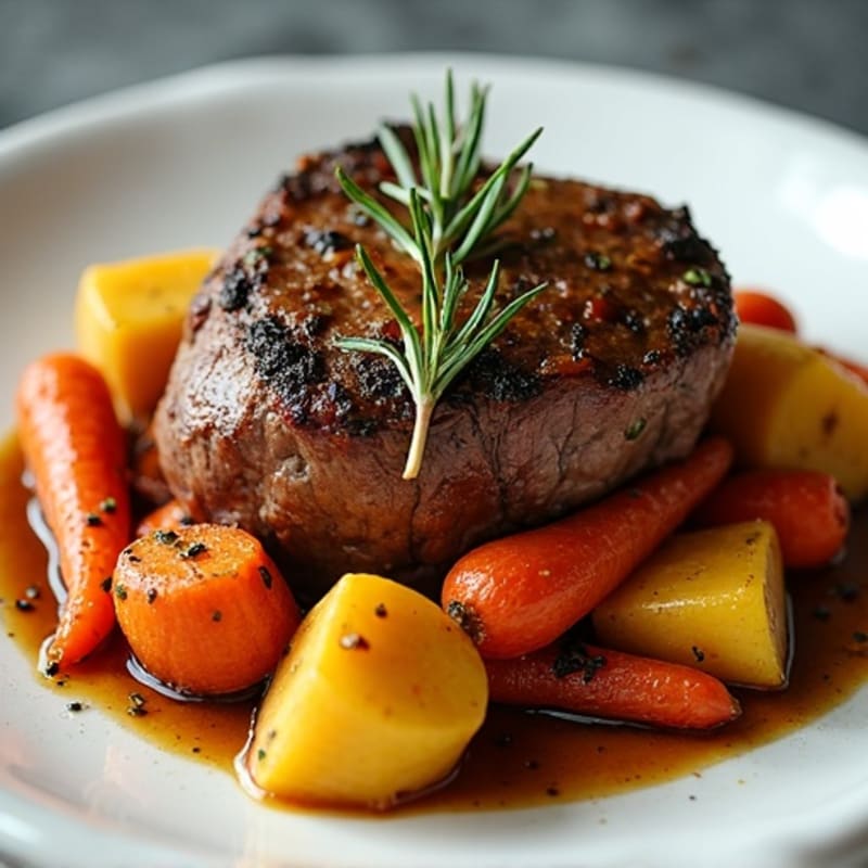Herb-Crusted Tender Pot Roast with Root Vegetables