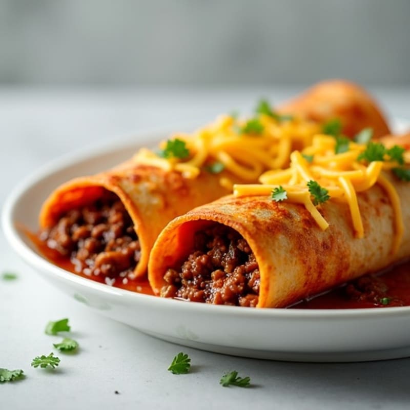 Hearty Cheesy Beef and Black Bean Enchiladas