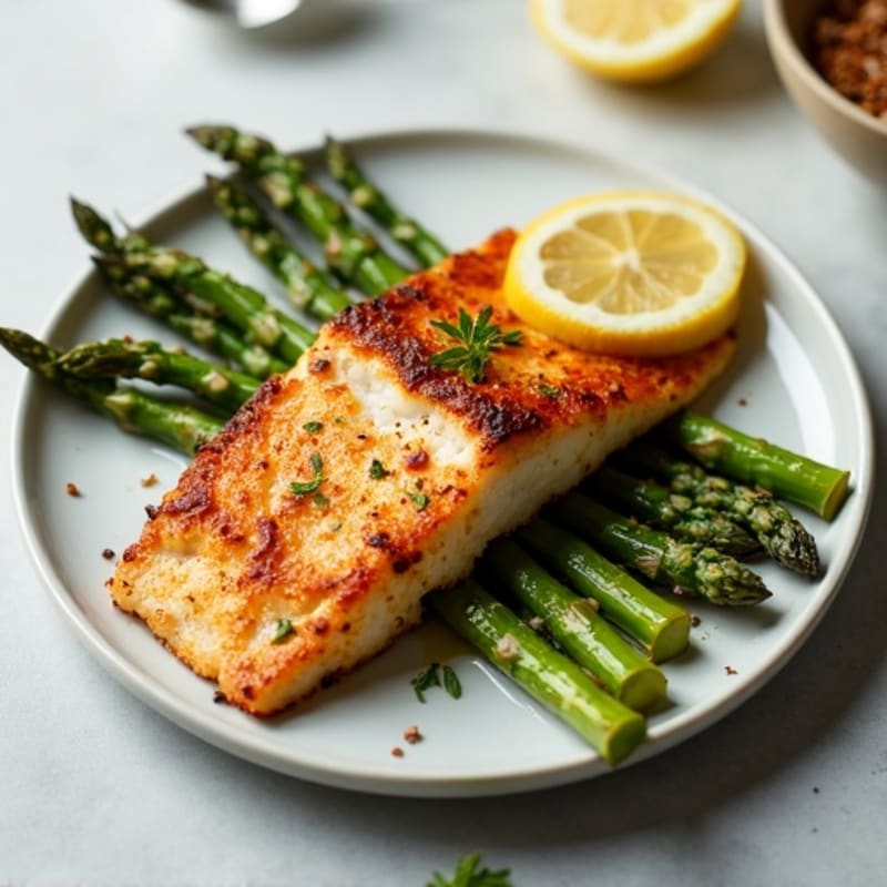 Crispy Cajun Blackened Catfish with Roasted Asparagus