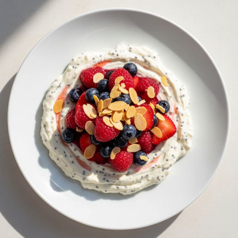 Silky Greek Yogurt Protein Mousse with Mixed Berries