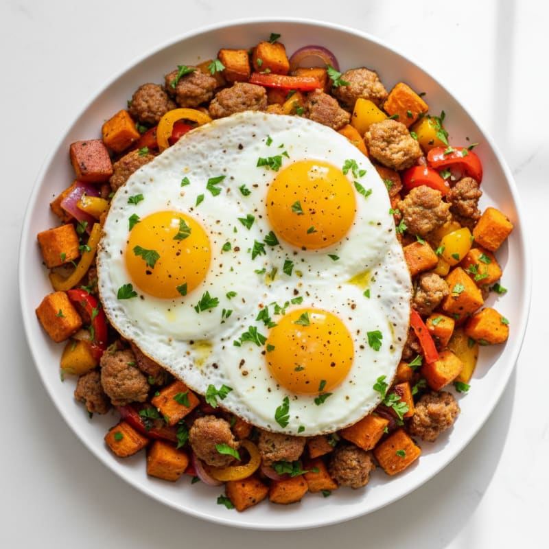 Sheet Pan Sausage and Egg Hash