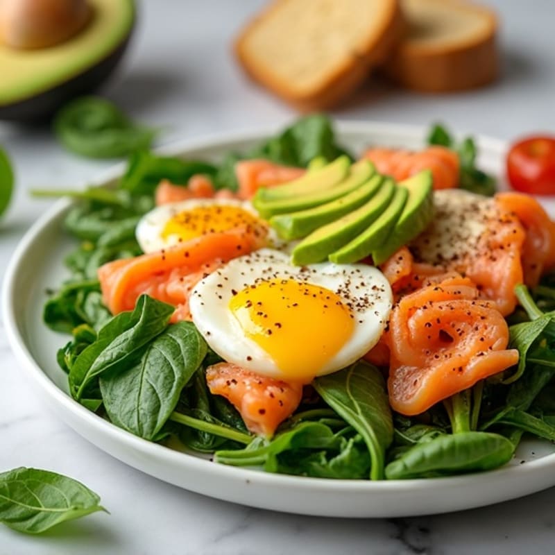 Smoked Salmon Scramble with Spinach and Avocado