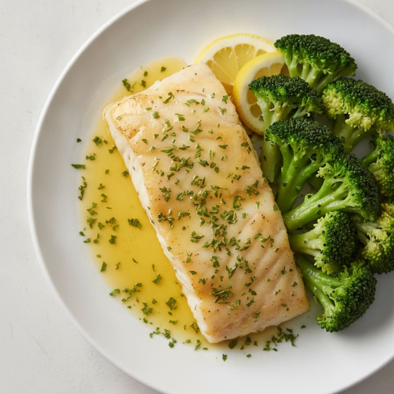 Lemon Herb Cod with Steamed Broccoli