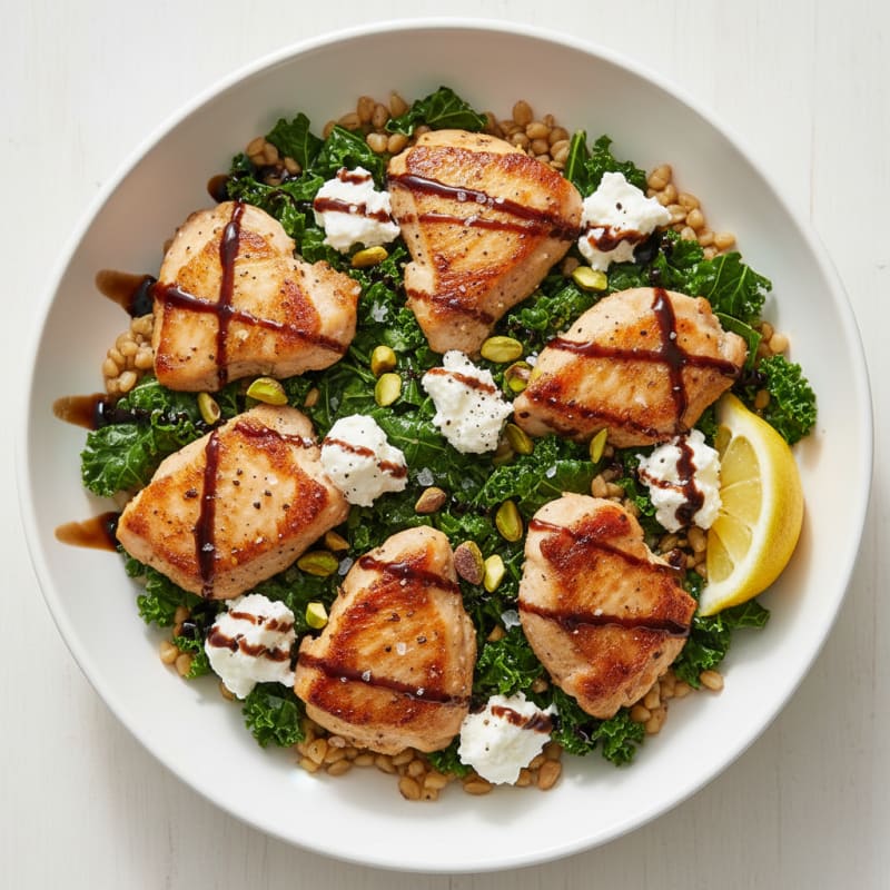 Chicken Thigh Farro Bowl with Goat Cheese