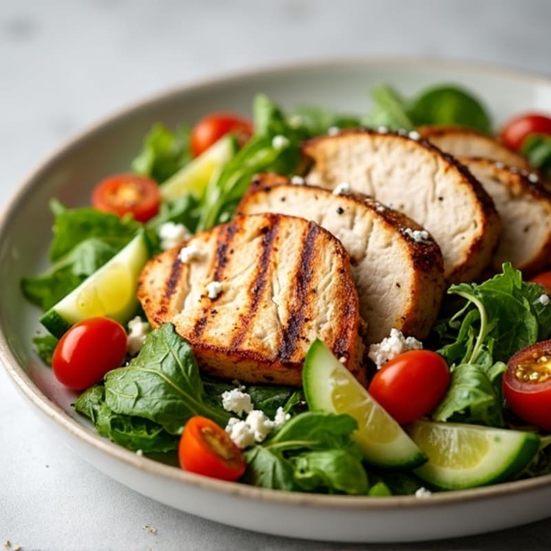 Grilled Turkey Breast Salad with Mixed Greens and Lemon Vinaigrette