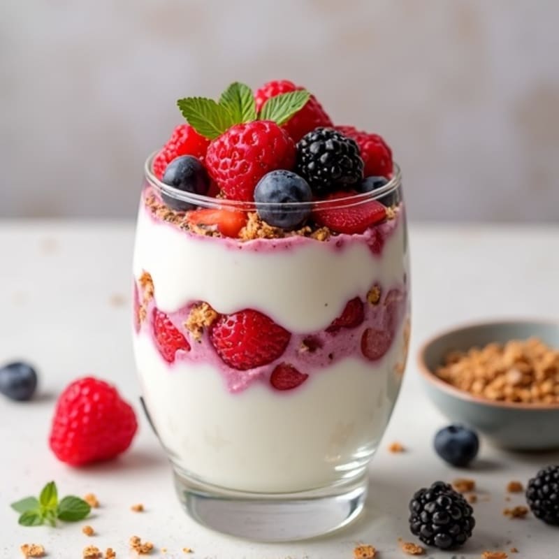 Greek Yogurt Parfait with Mixed Berries and Chia Seeds