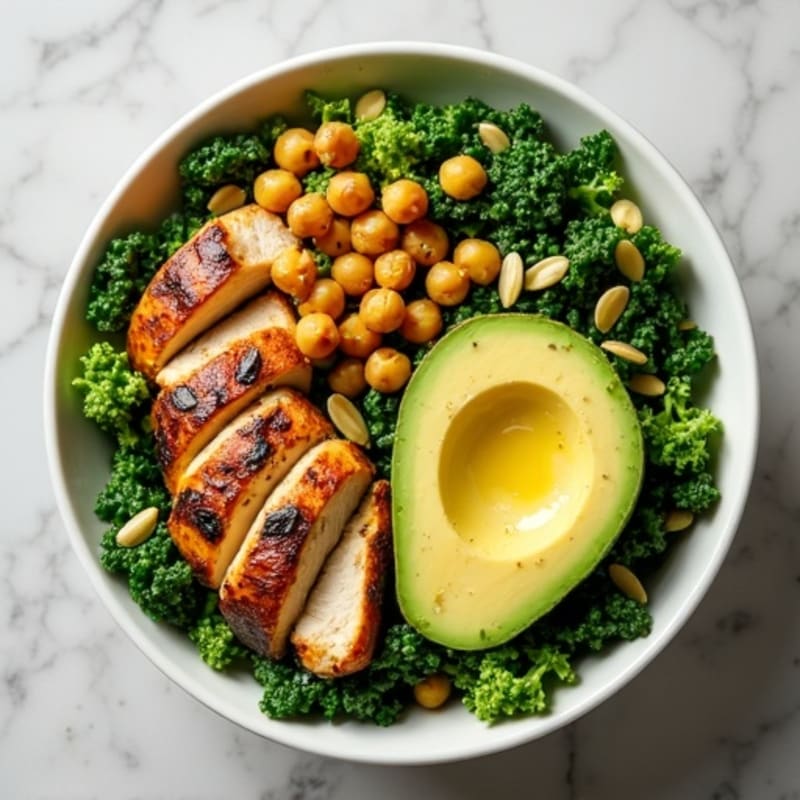 Crunchy Avocado Kale Bowl with Citrus Vinaigrette