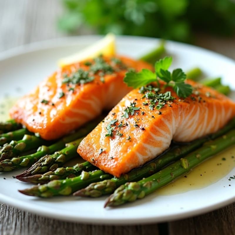 Lemon Herb Baked Salmon with Roasted Asparagus